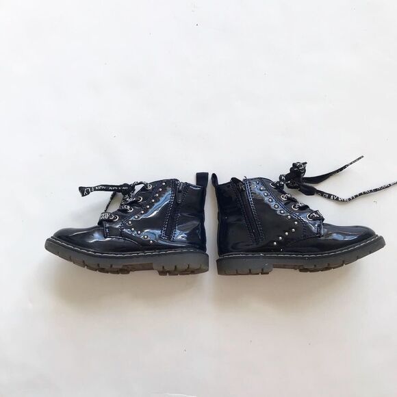 ZARA navy blue patent combat boots VGUC size 22(6.5) - Picture 2 of 6